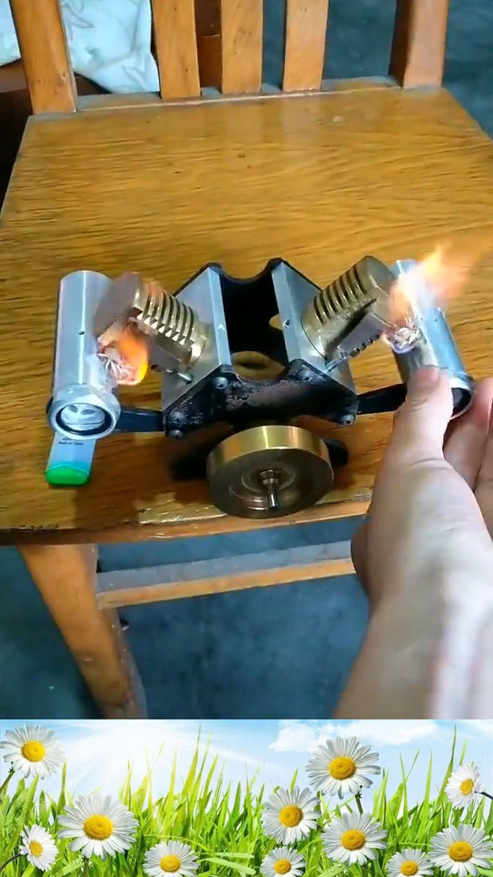 娱乐#农村小伙自制的发动机,这也太有才了吧