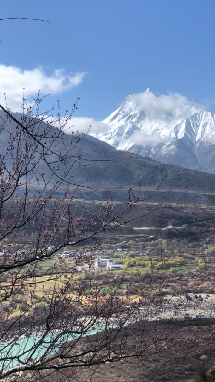 带上全民去旅行#西藏索松村,俯瞰雅鲁藏布江,远眺壮丽的雪山