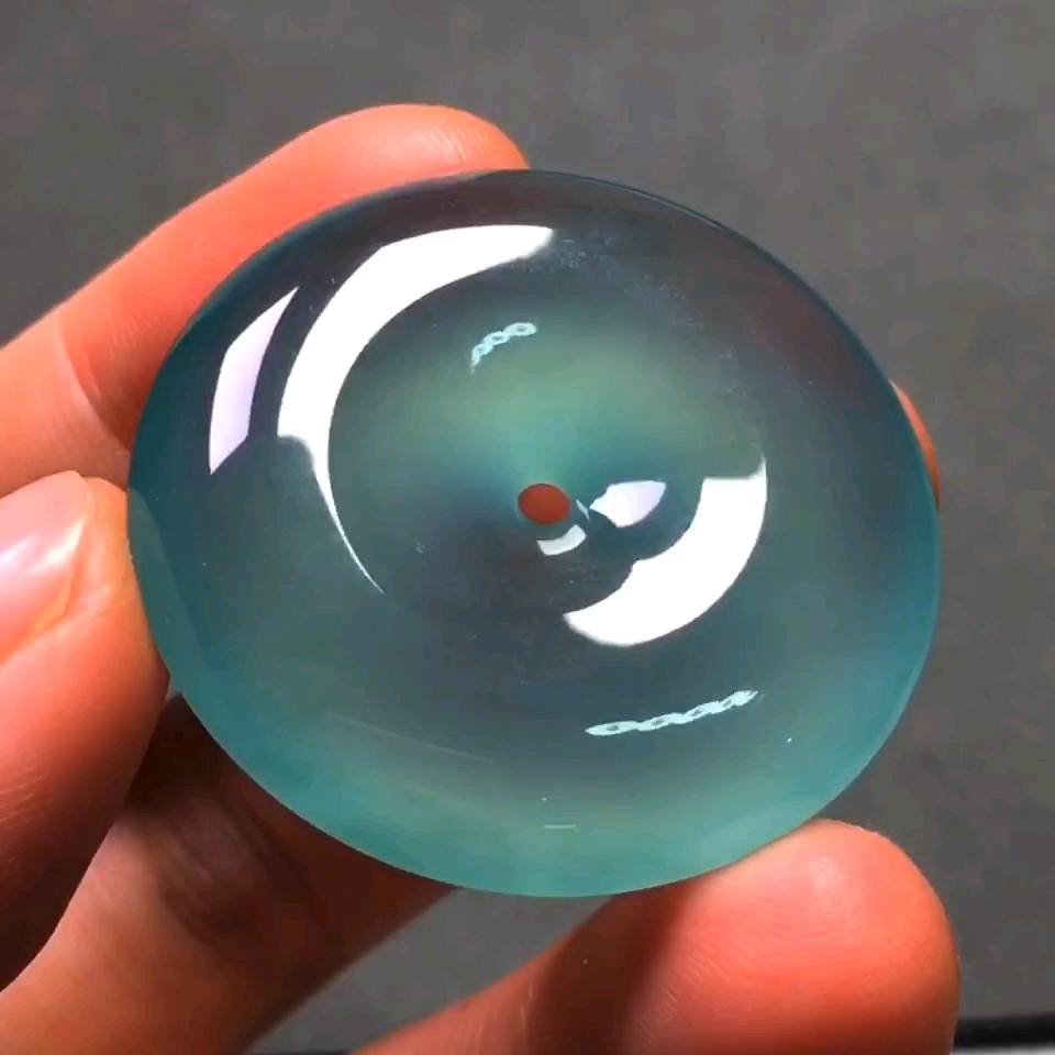 天然晴蓝翡翠平安扣.