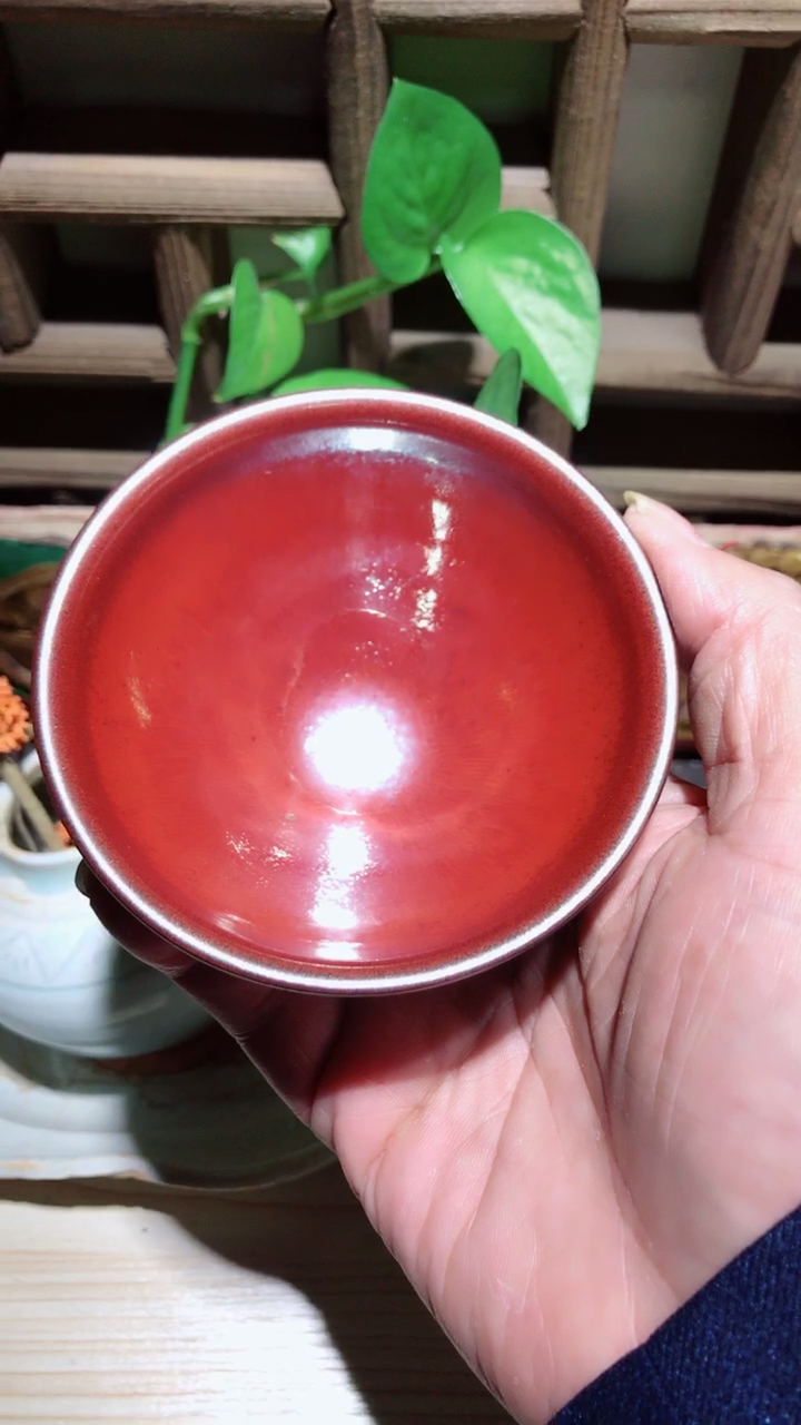 传统工艺建盏之龙窑柴烧柿红盏