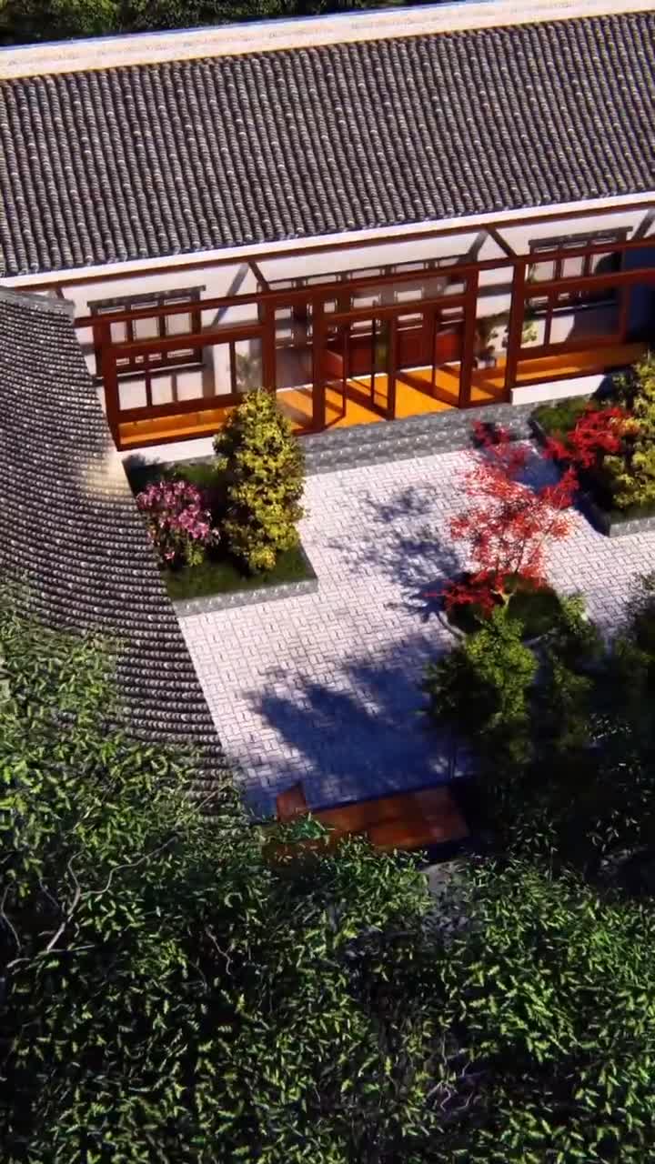 住宅公园设计:中式乡村三合院,农村养老首选