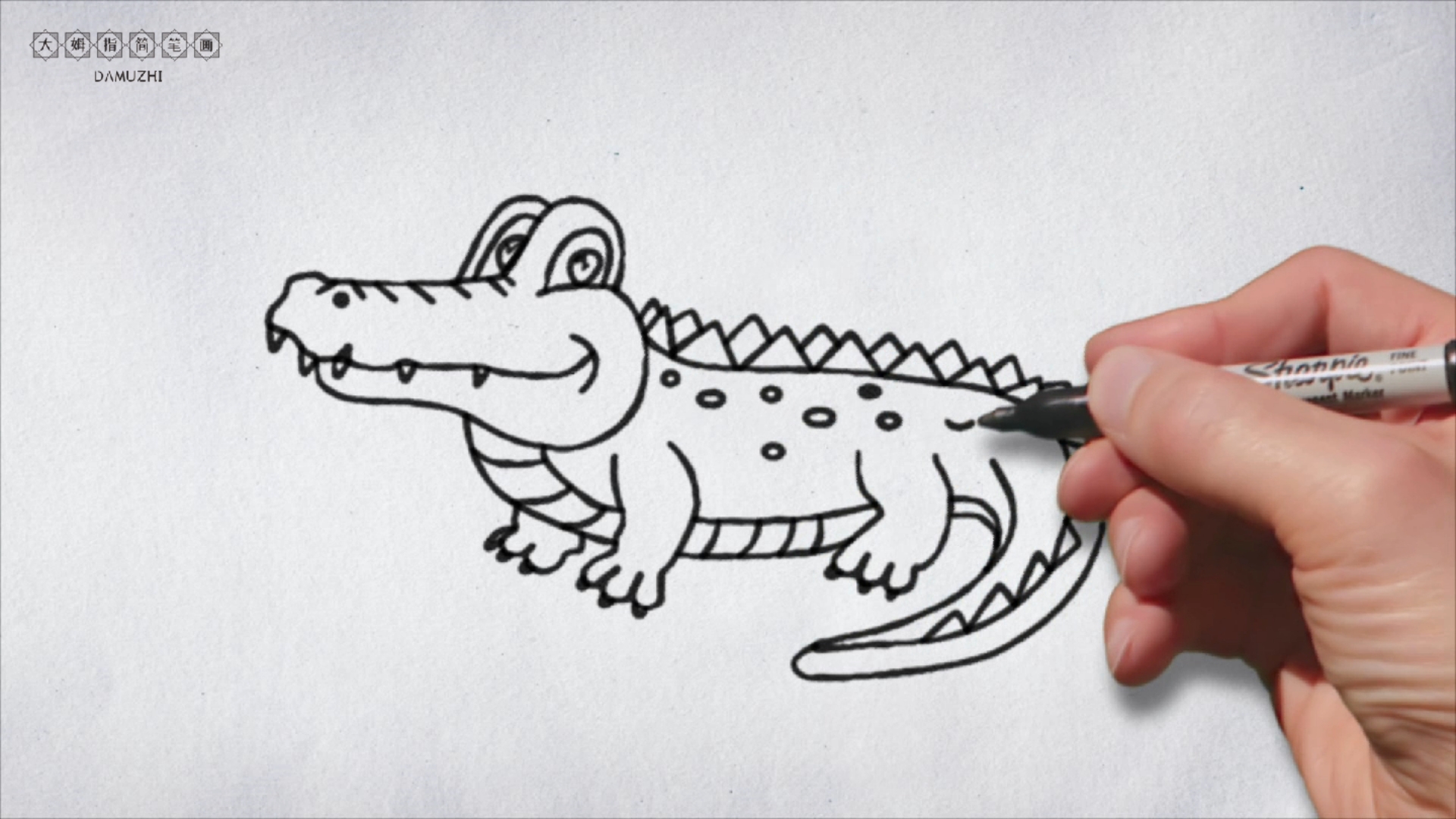 简笔画#大鳄鱼简笔画教学
