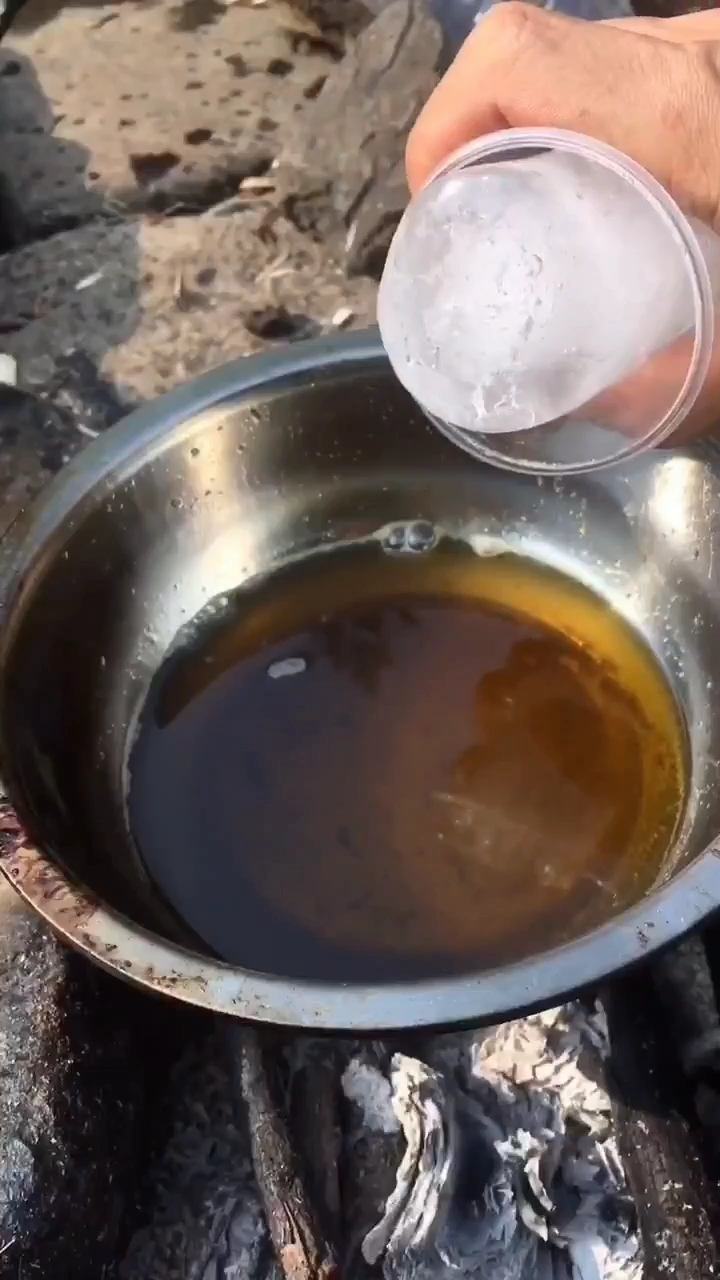 美食#冰块 油炸