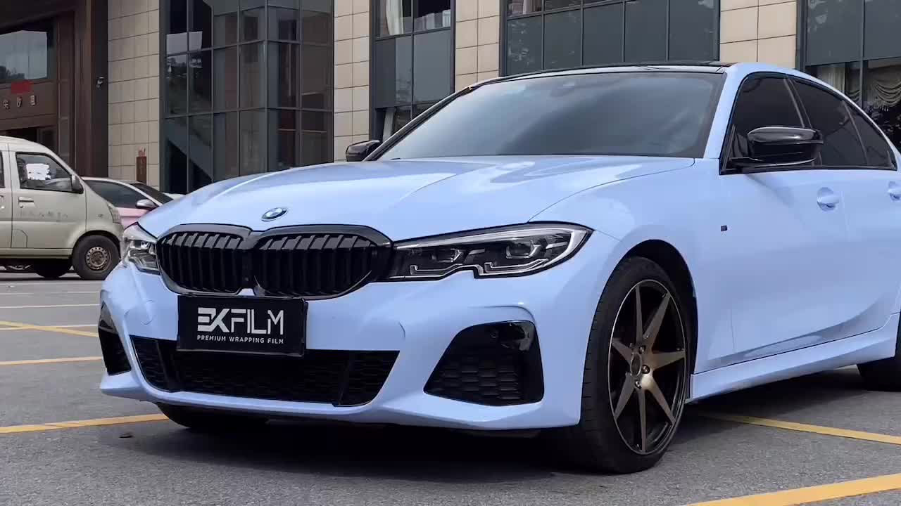宝马3系汽车贴膜ekfilm改色膜高亮迷雾蓝