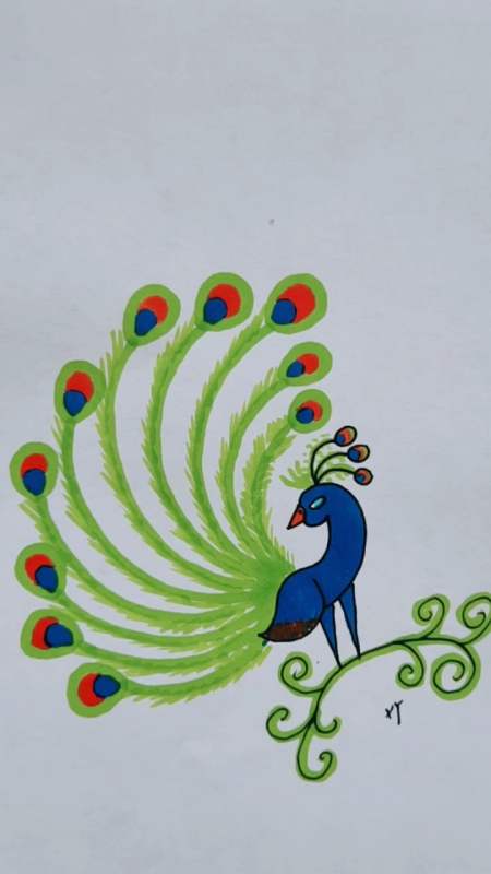 简笔画百鸟之王谁都没有他漂亮