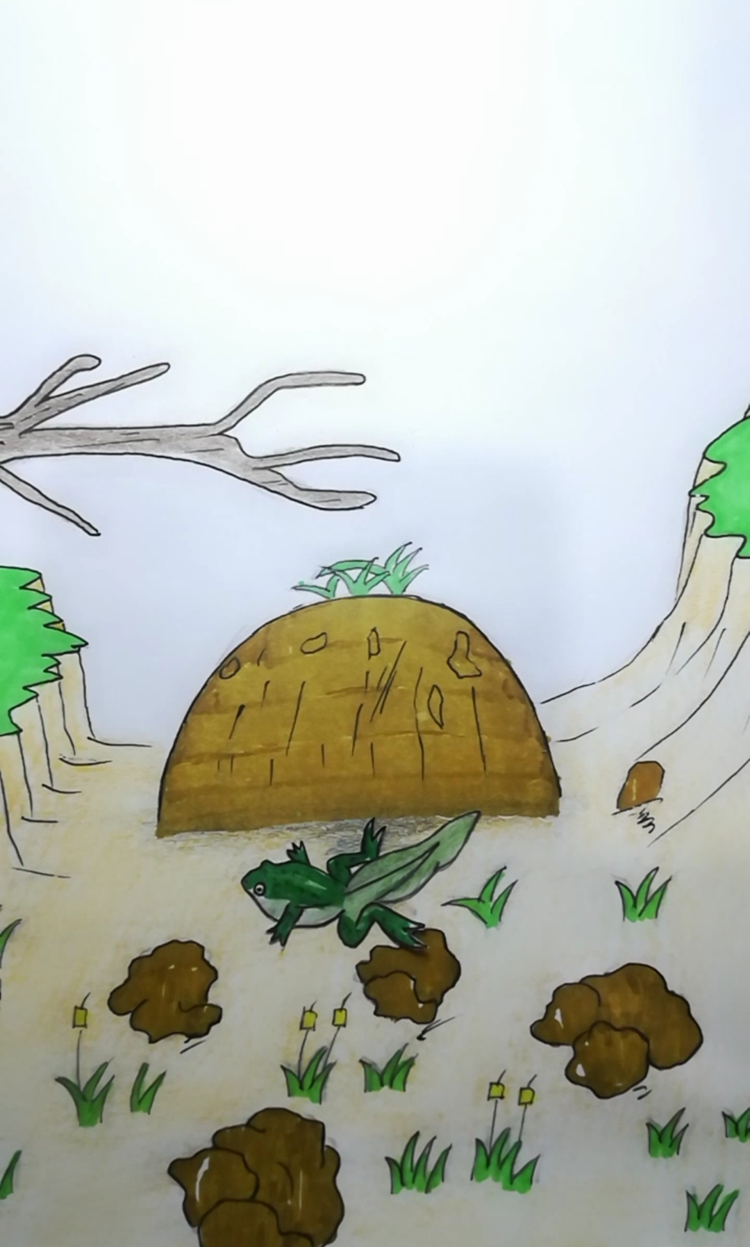 绘画#蝌蚪是可以在陆地上变青蛙的