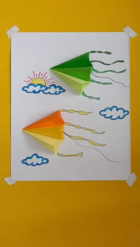 手工制作#创意风筝拼贴画,谁说我不会拼贴画的