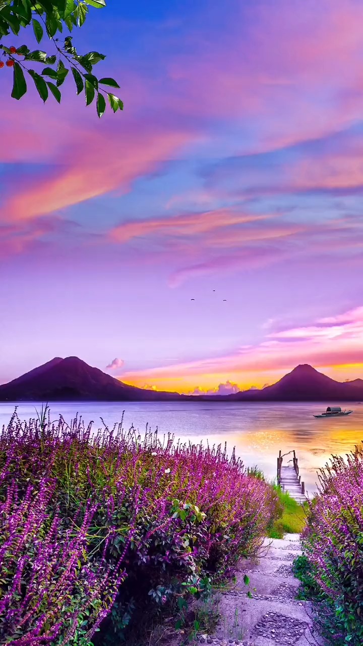 落日沉溺于橘色的光,晚霞沦陷于紫色的海!