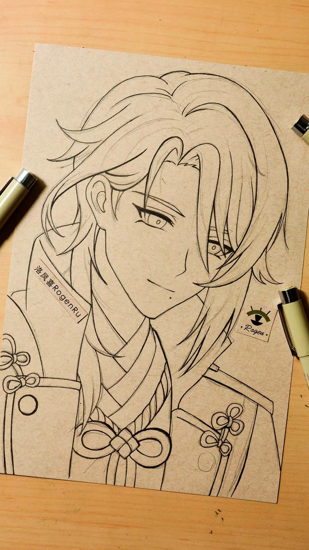 原神#游戏人物手绘勾线过程