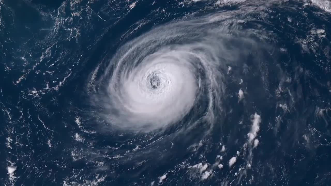 从太空中看见的超强台风奥鹿,风眼清晰可见