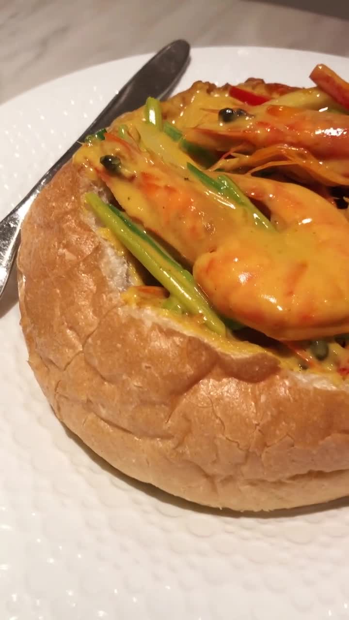 新加坡菜之咖喱面包虾