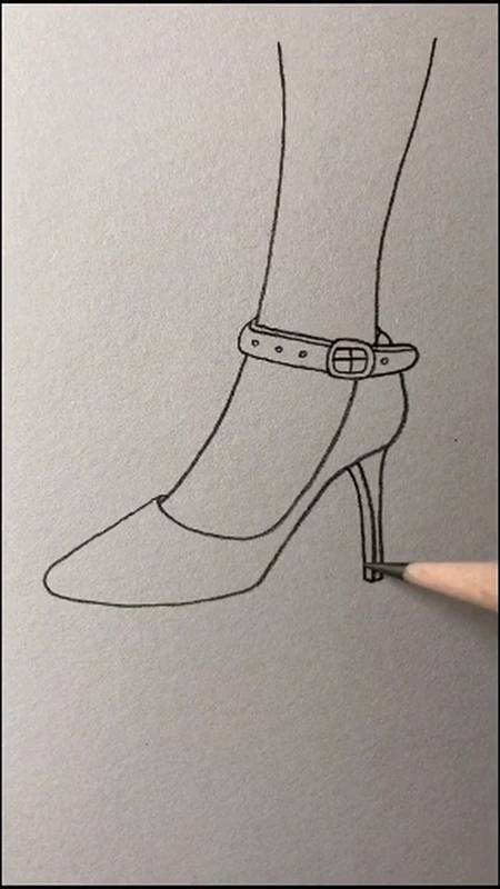 音为有你#易学简笔,简单的简笔画,画一个女人高跟鞋90-全民小视频