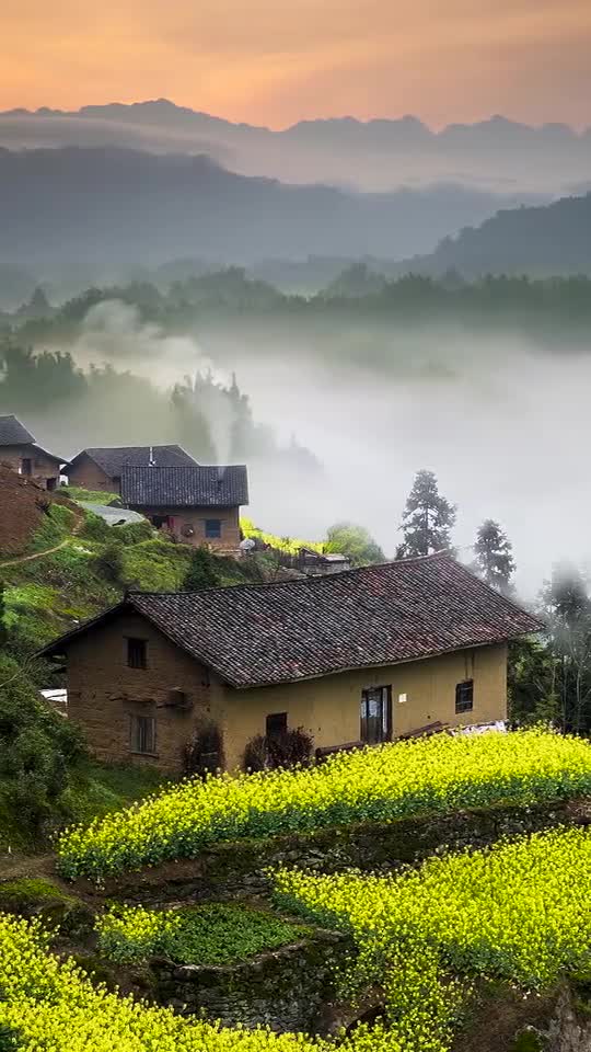 一间瓦房,一缕炊烟,一片花田,四季轮回,若隐居于此