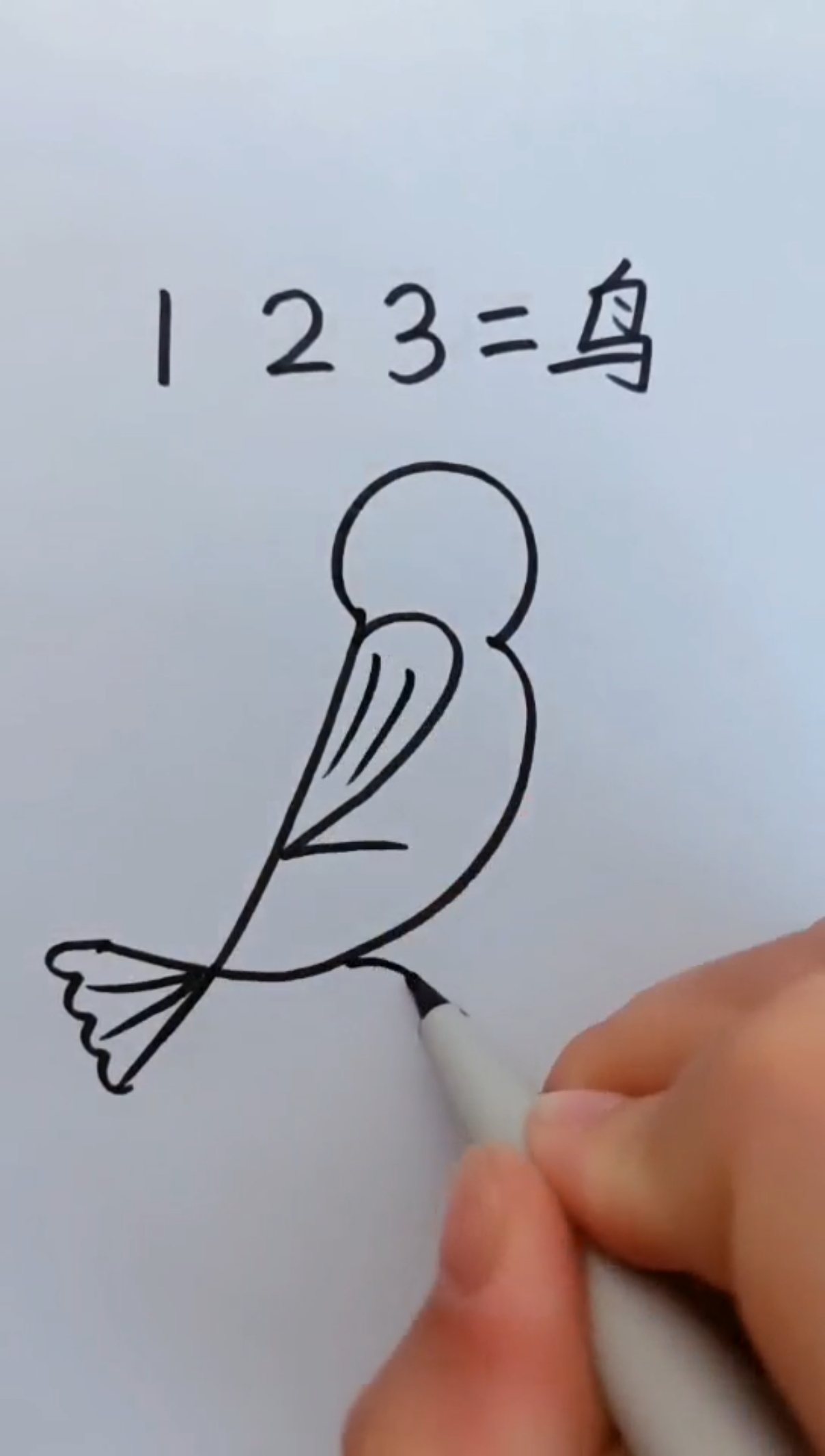 创意简笔画#用数字画小鸟