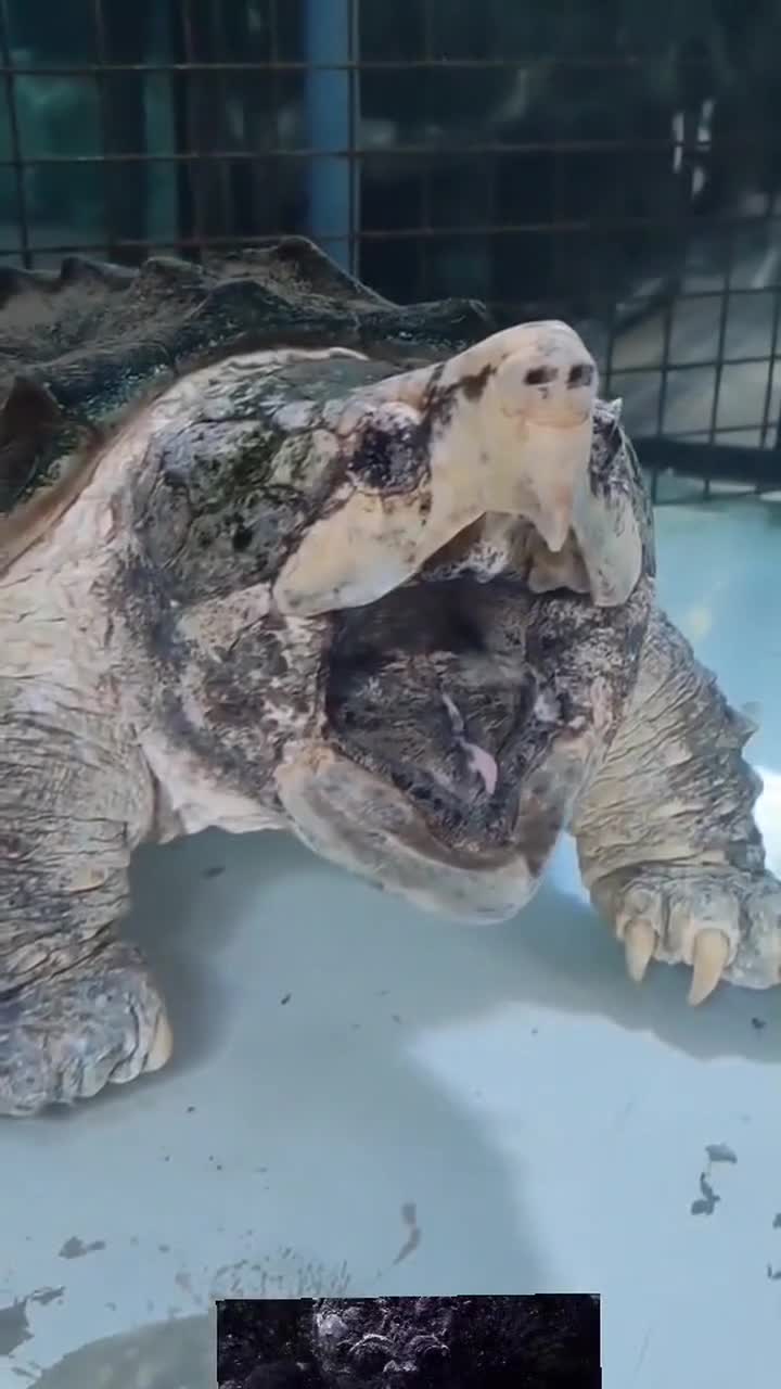 活的最久的鳄龟,头部已经钙化,咬合力得多大