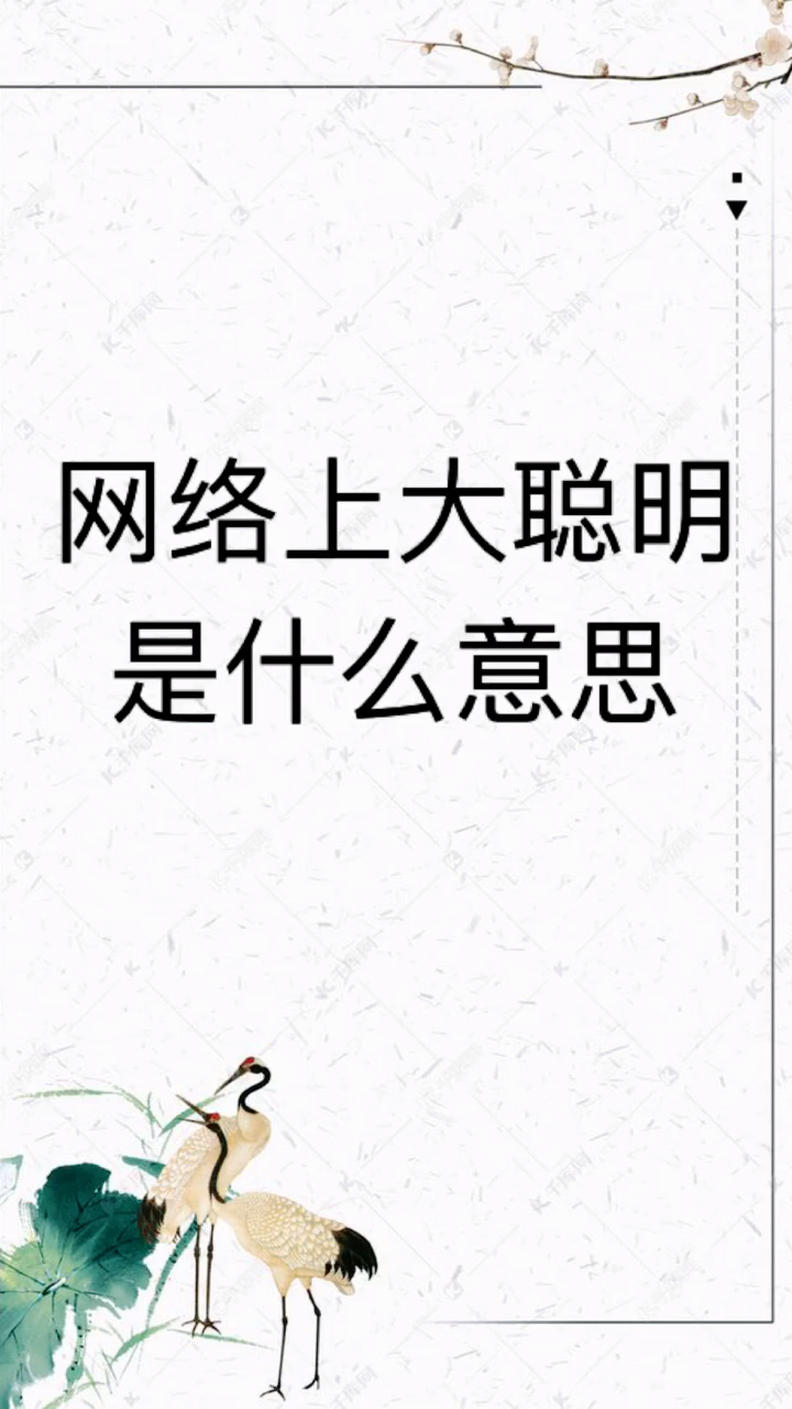 我来告诉你网络上大聪明是什么意思