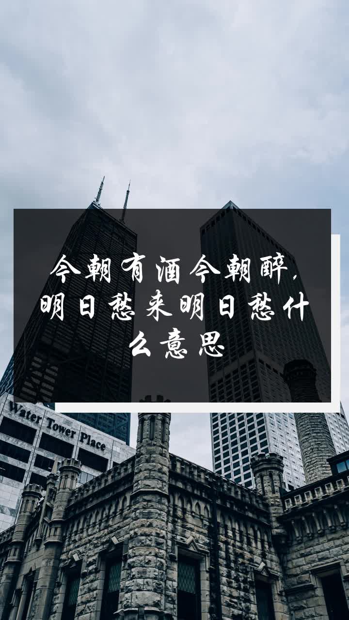 今朝有酒今朝醉,明日愁来明日愁什么意思