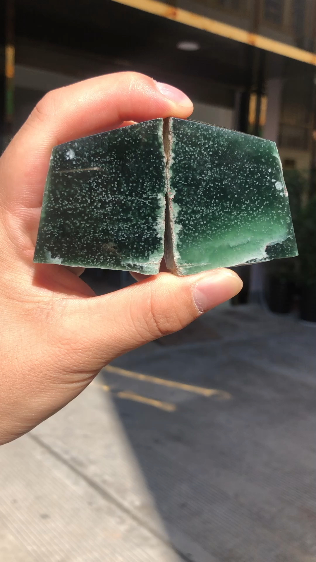 翡翠原石,木那高冰玻璃蓝水雪花棉,意境设计,美美的.