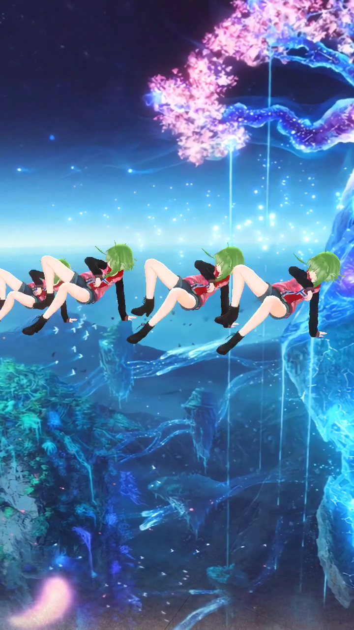 绿发二次元美少女跳舞.