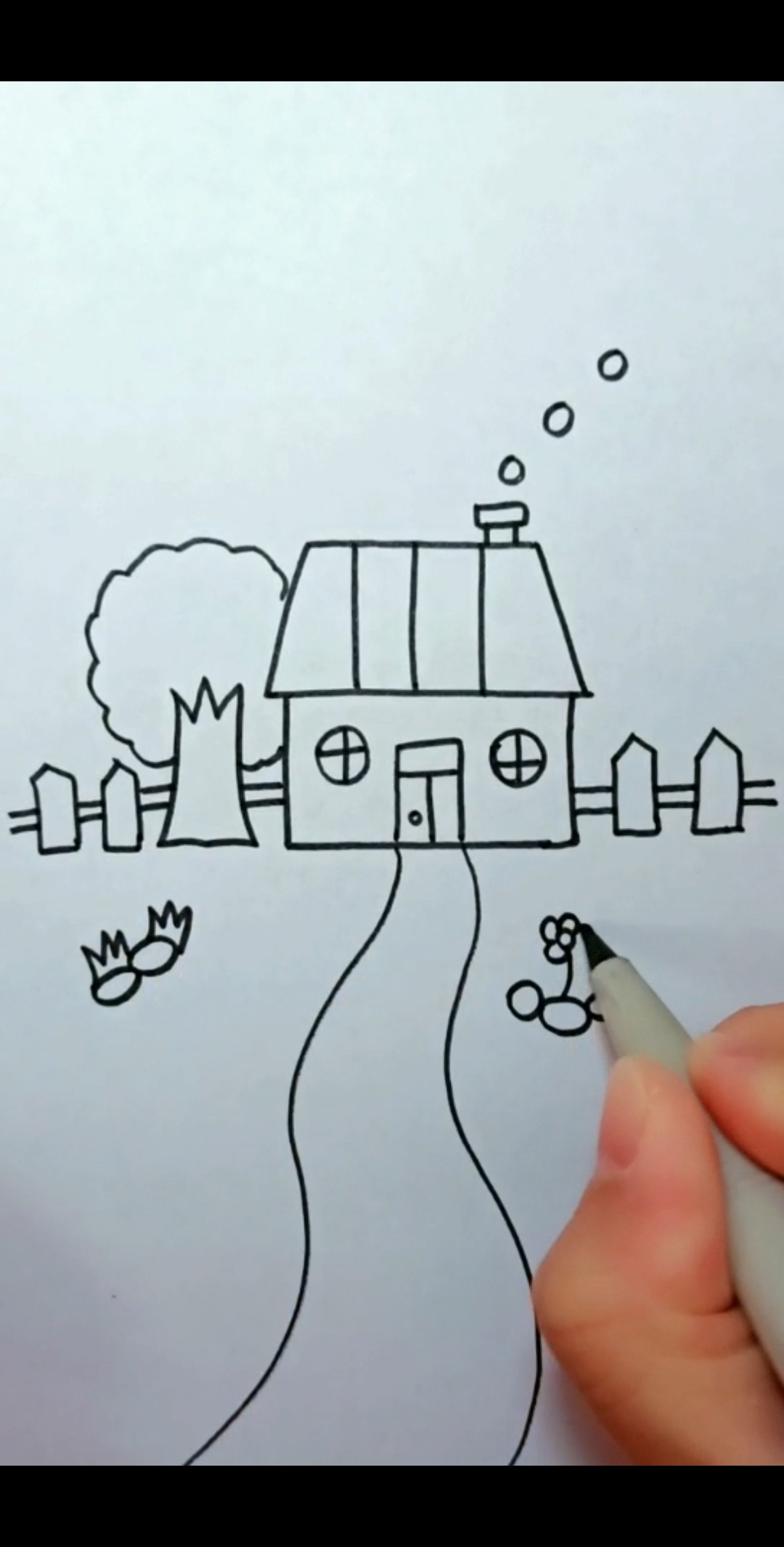 创意简笔画#从小就开始画的房子院子,原来那么小就想着买房子啊-度小