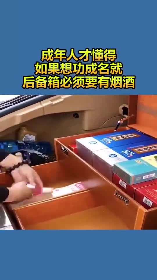 成年人才懂得,如果想功成名就,后备箱必须要有烟酒