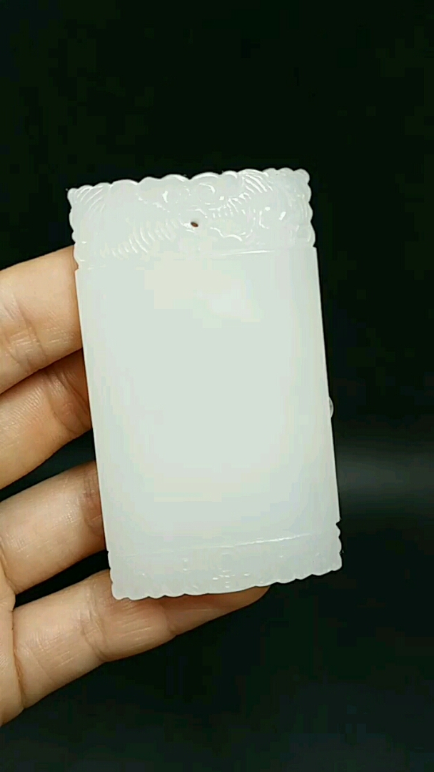 和田玉青海料羊脂白平安无事牌子