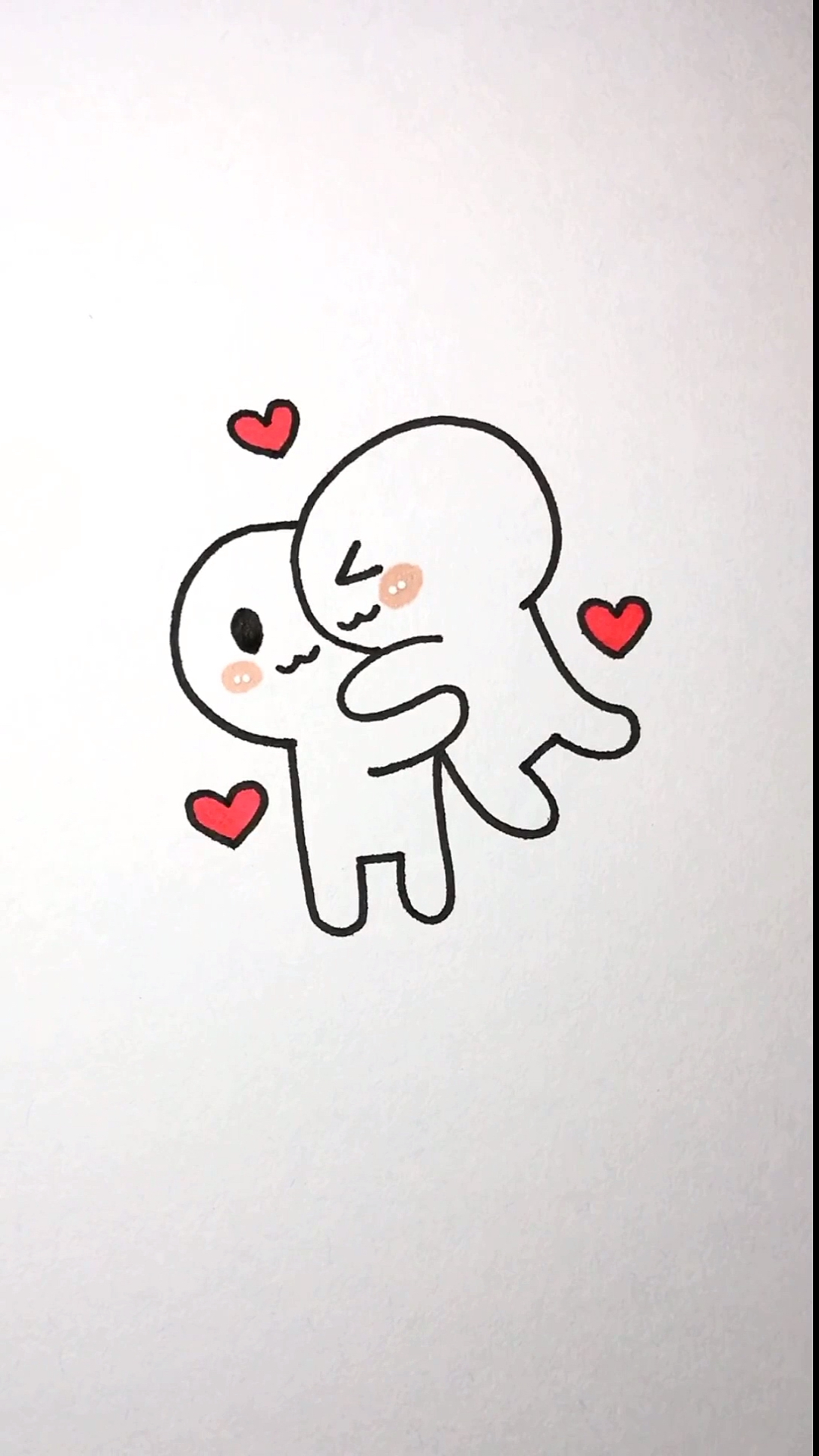 简笔画#拥抱转圈简笔画,等疫情过后,来个有仪式感的见面拥抱一个