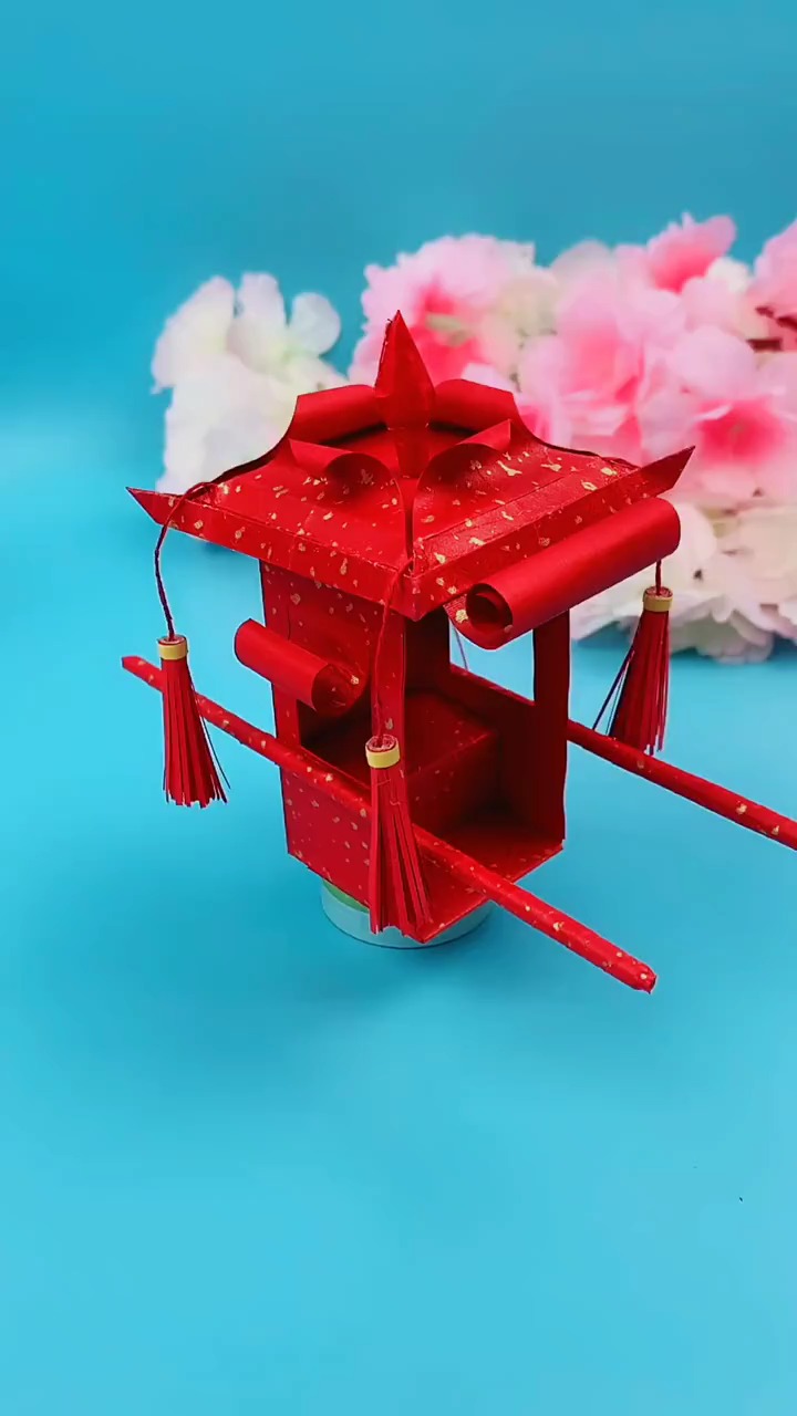 两张纸折出来古风花轿,超漂亮-度小视