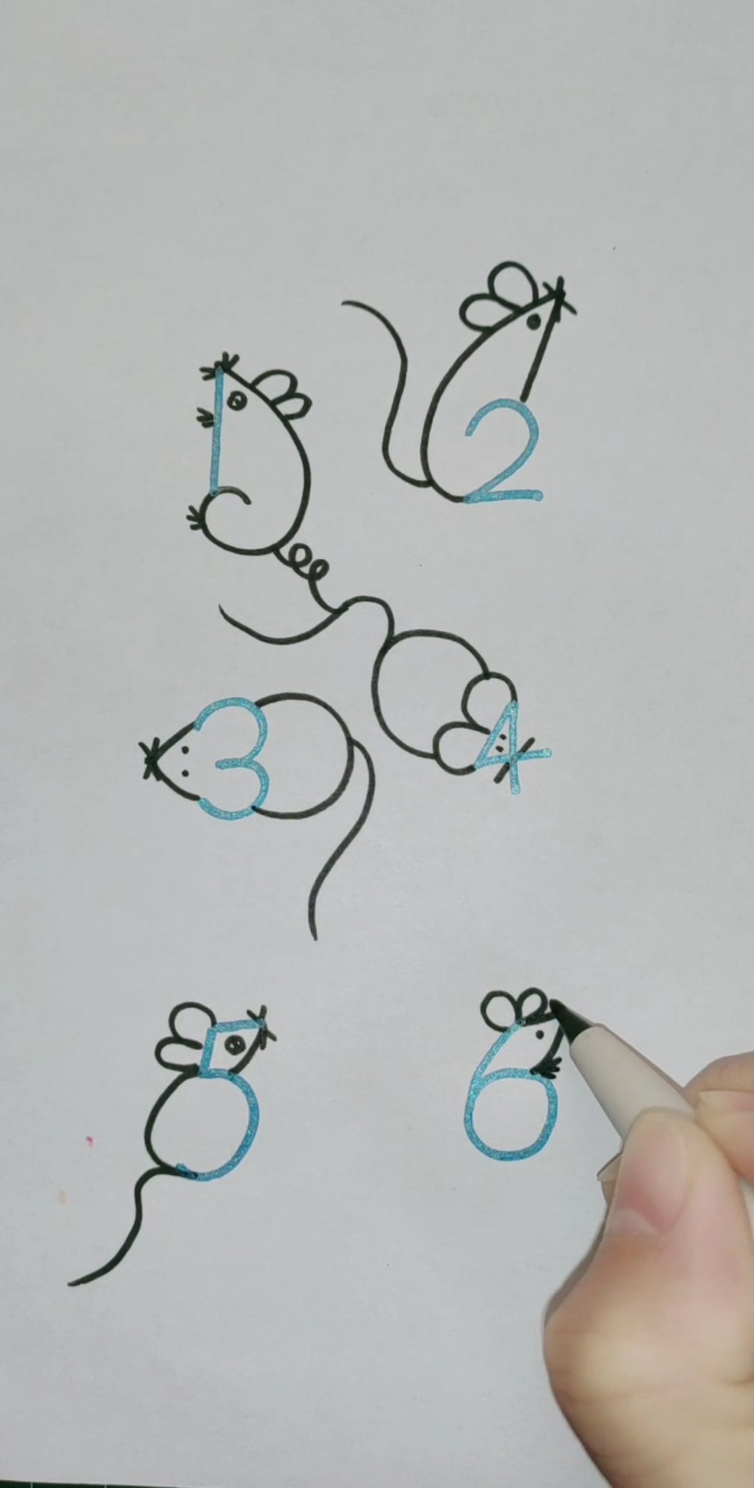 关注我关注全民小视频#用数字123456画老鼠