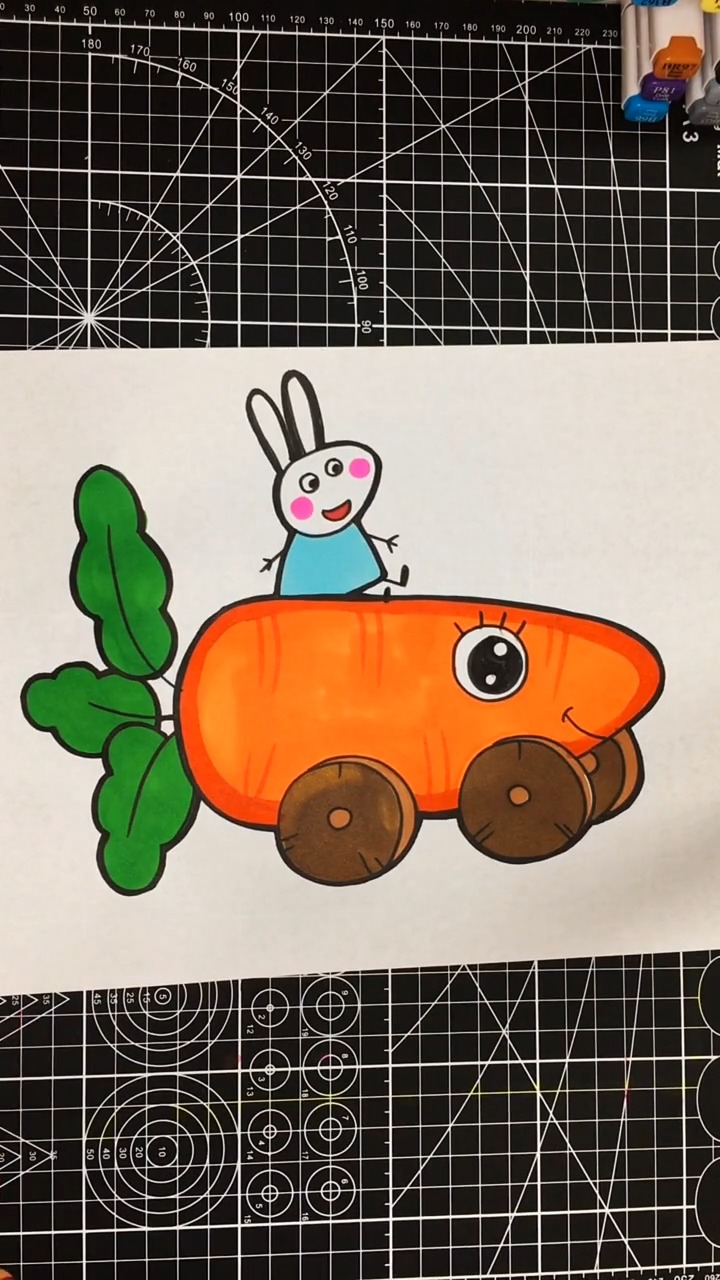 简笔画#小兔子的终极梦想——萝卜车,你也想有一辆吗?
