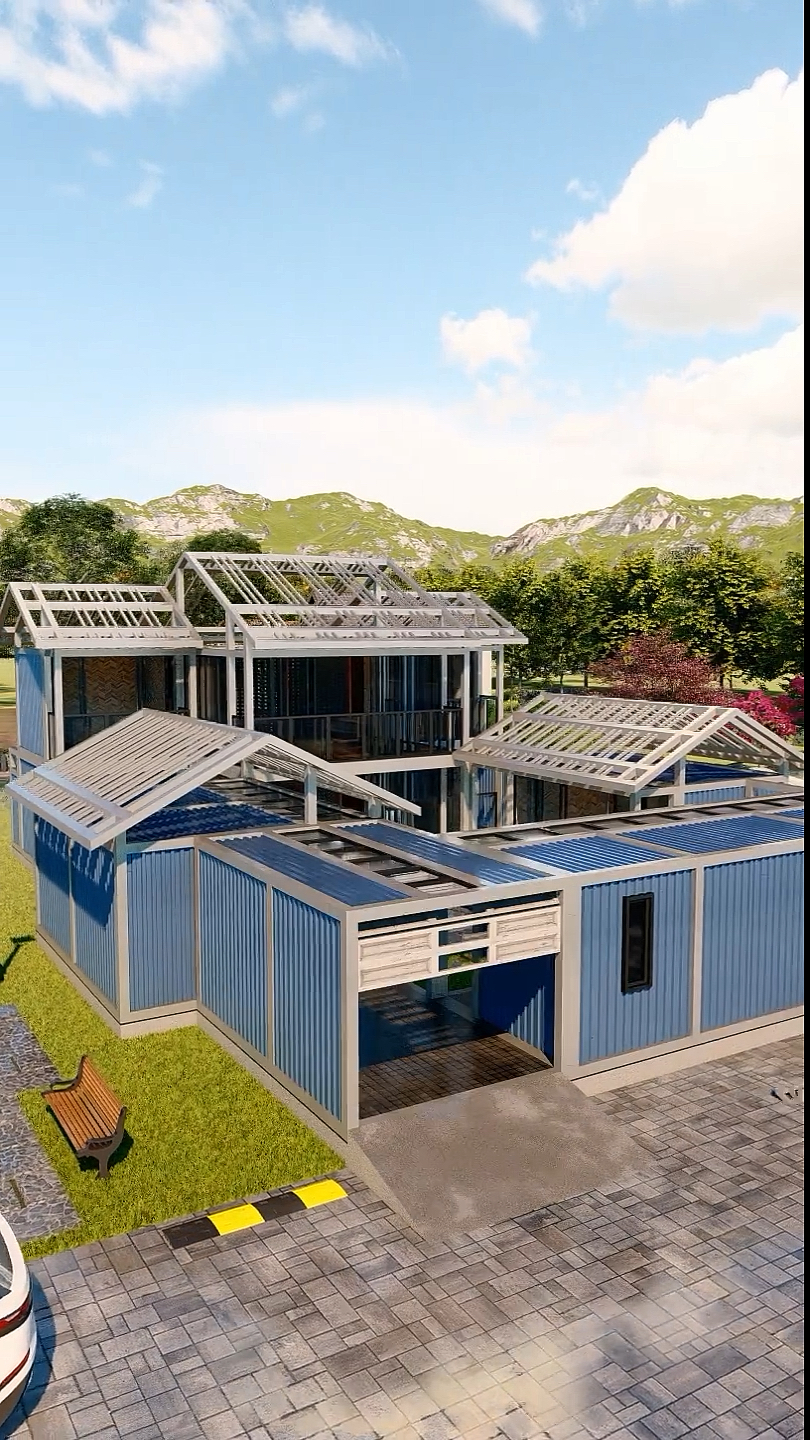 春节回家对比#剩下几个集装箱,没事建个四合院吧