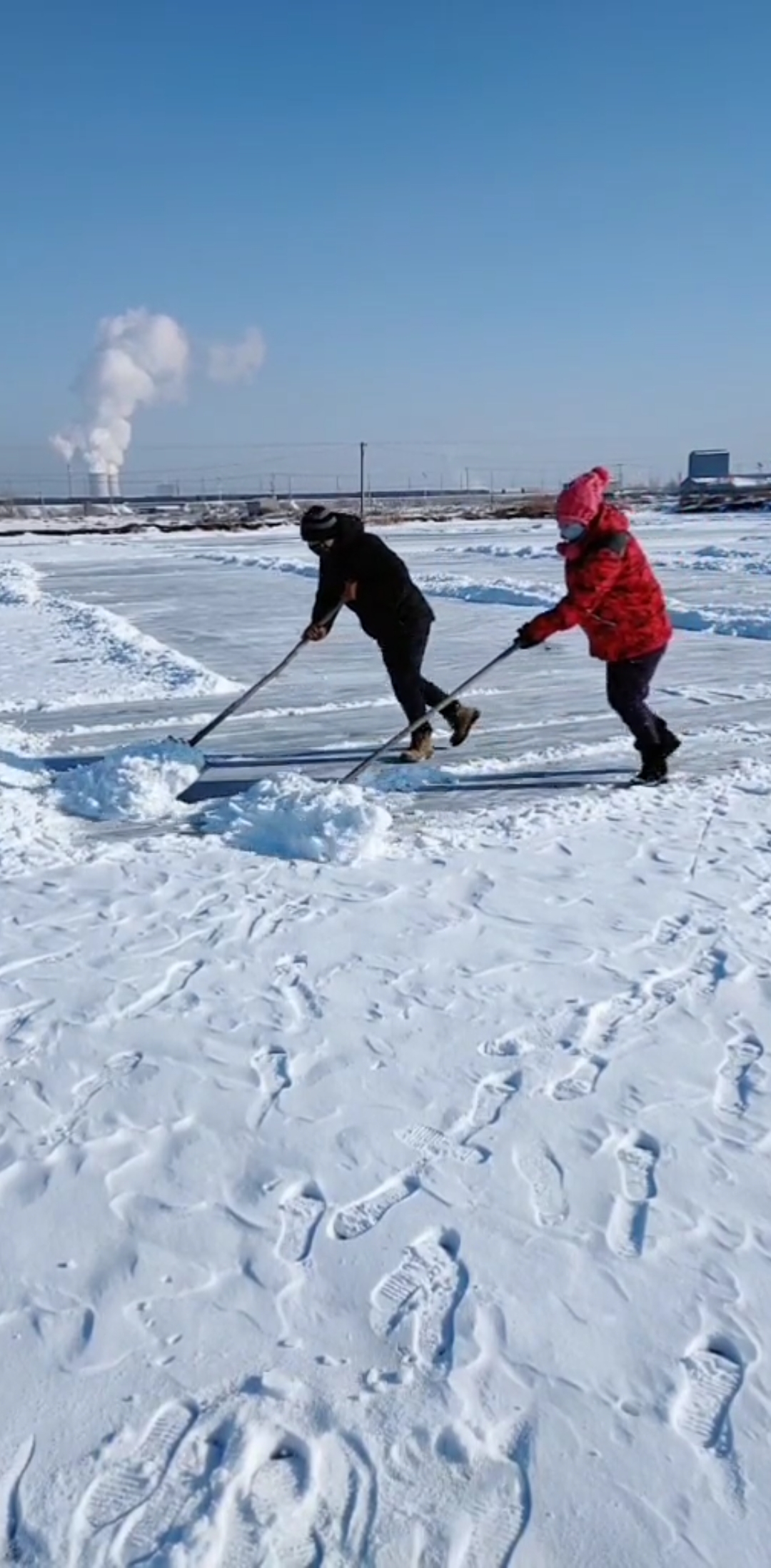 黑龙江越冬的鱼,铲雪中,一分耕耘一分收获.