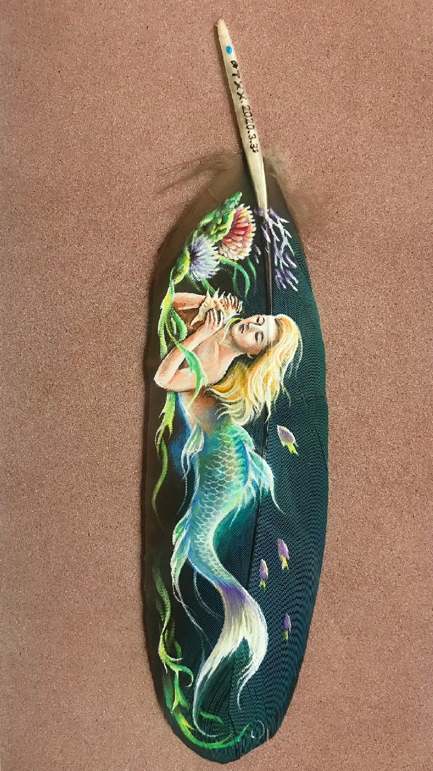 寻找最牛手艺人#古潭小巷手绘羽毛画,在羽毛上作画.