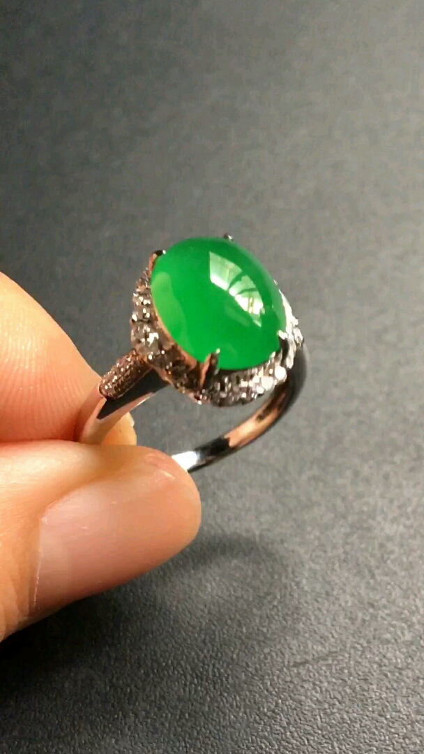 122114老坑冰种满绿戒指