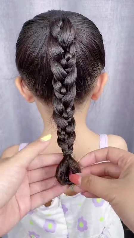 三股编扎出好看高马尾儿童编发编发儿童编发教程-度小视