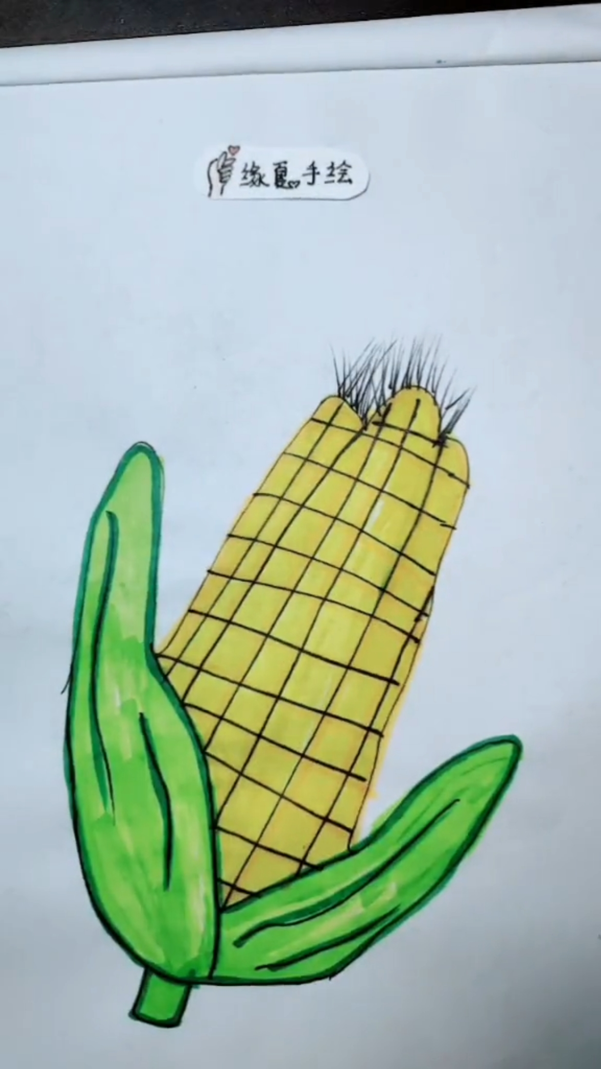 手掌画玉米