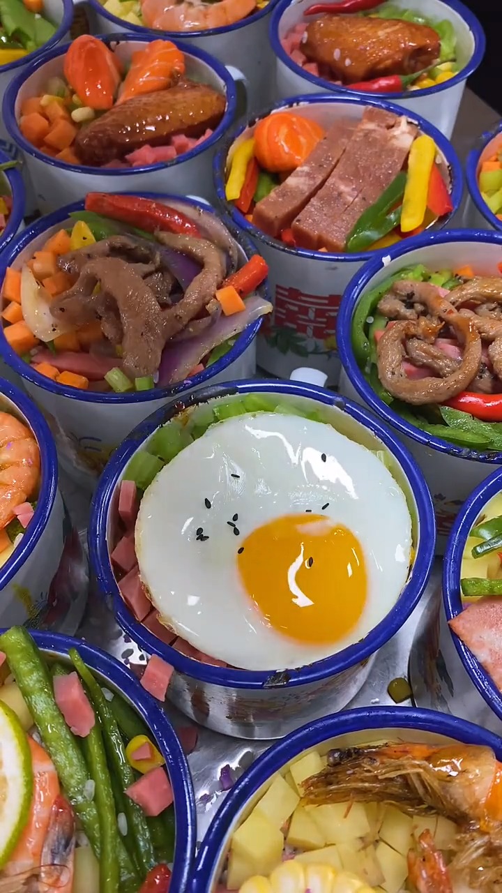 老式茶缸饭～8种口味,麻辣 香辣 酱香 鱼香 黑胡椒 咖喱 番茄 蜜汁.