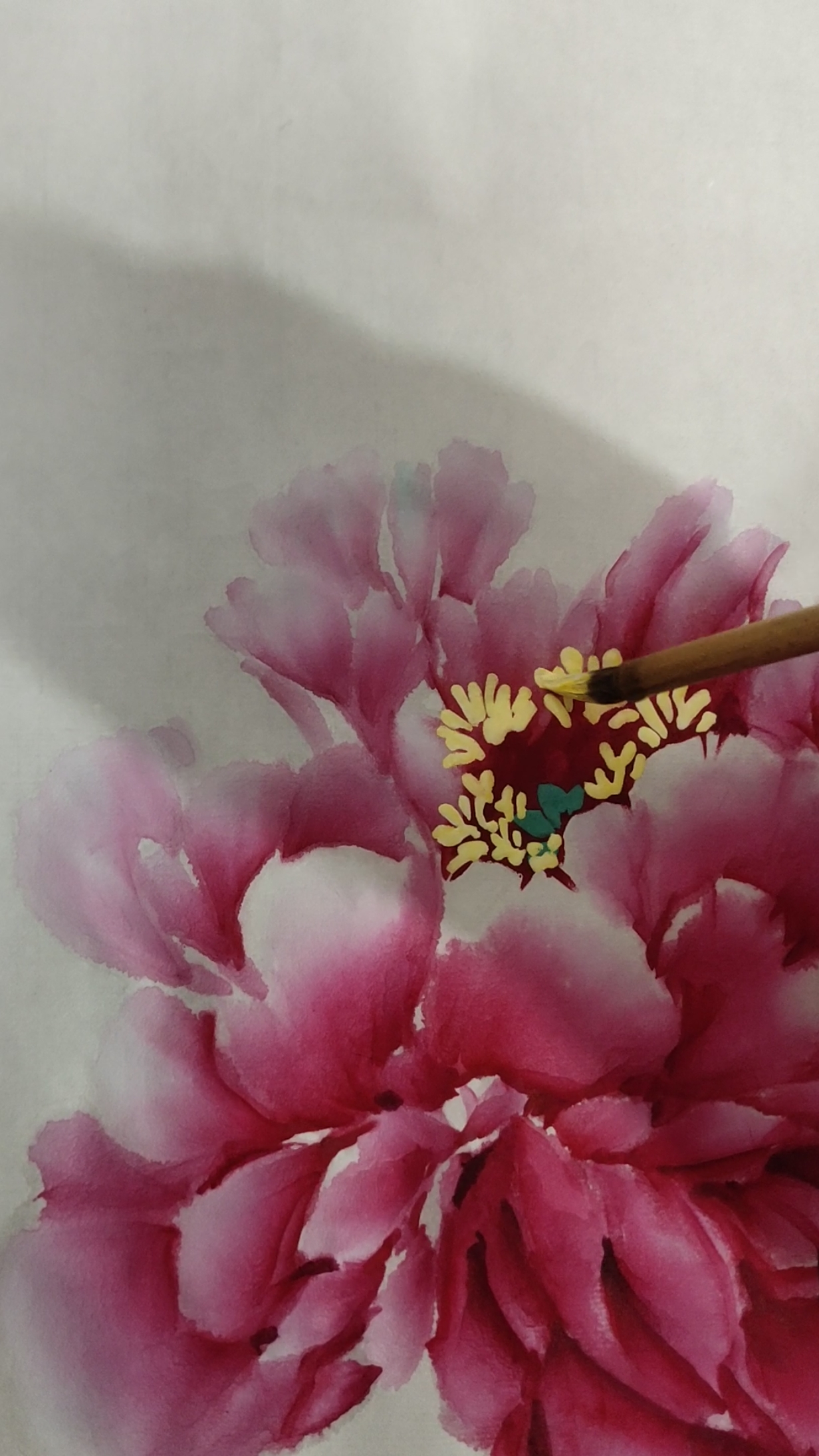 中国画#牡丹花蕊画法