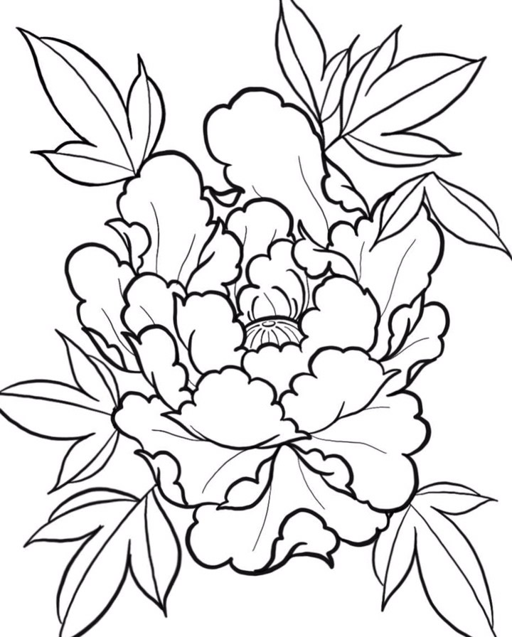 纹身#牡丹线条纹身图集#纹身#杭州大唐纹身