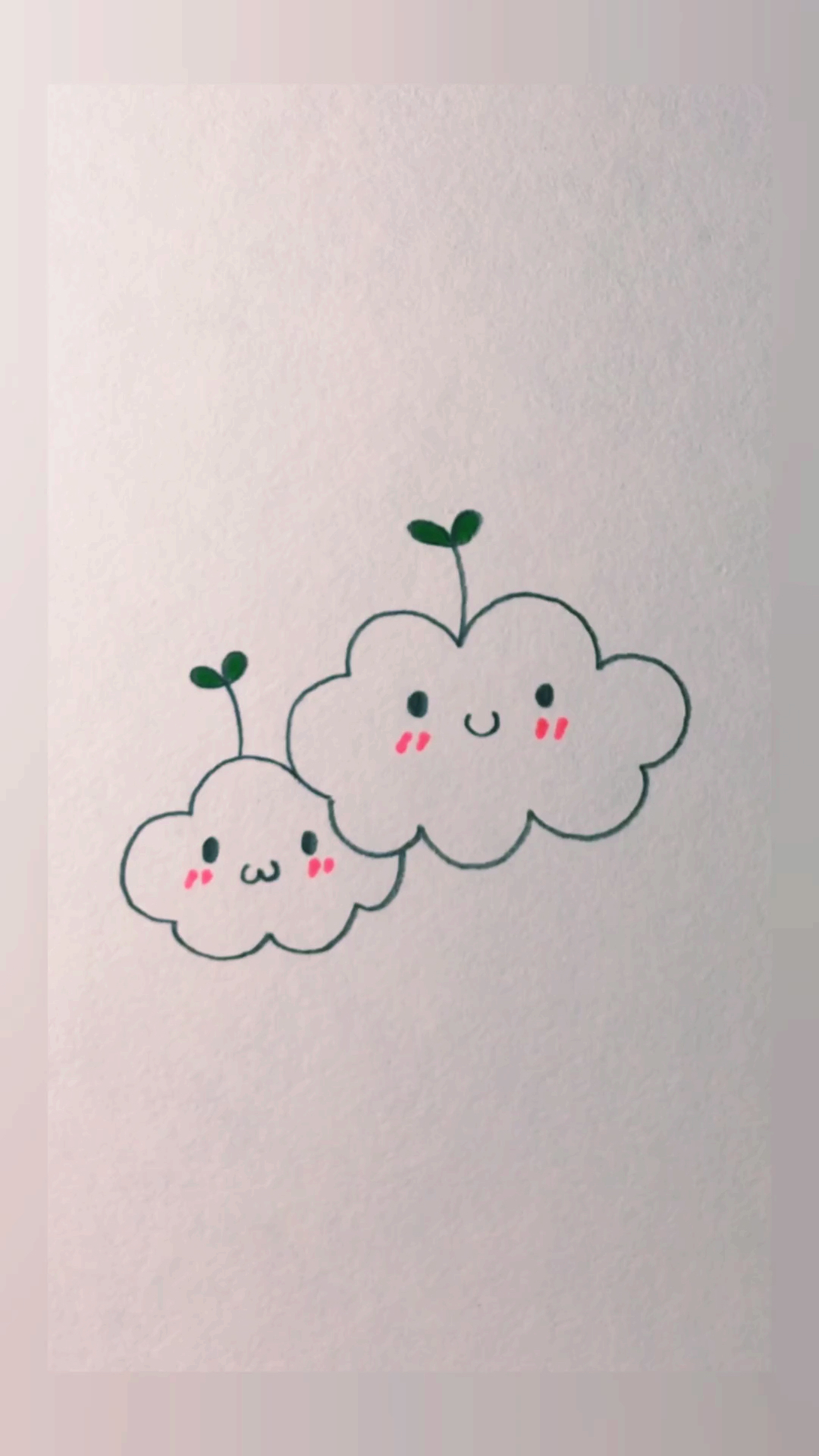 画画原来如此简单#两朵萌萌的小云朵,简单又好画,一看就会