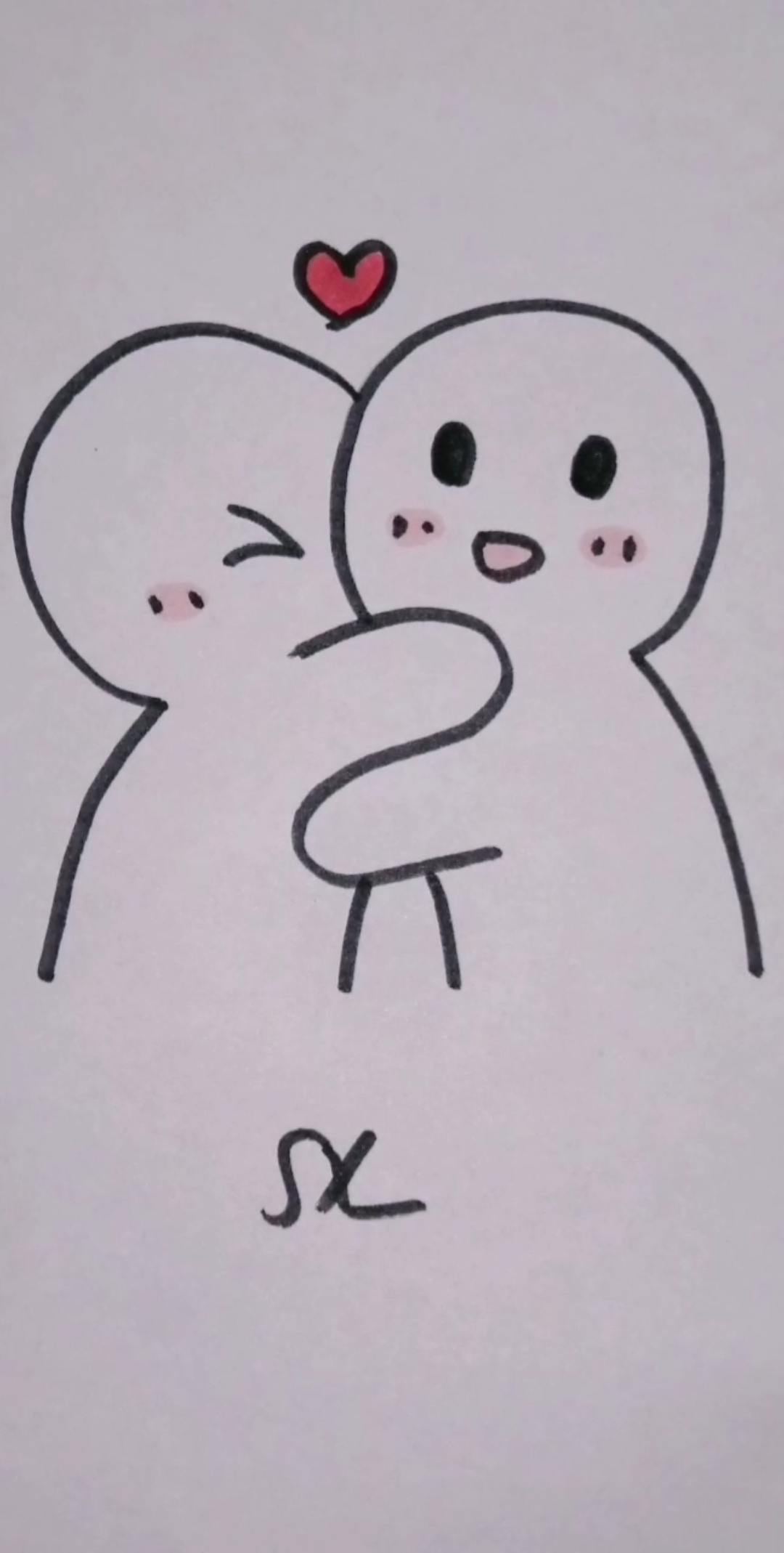 优秀如我##简笔画  抱抱我