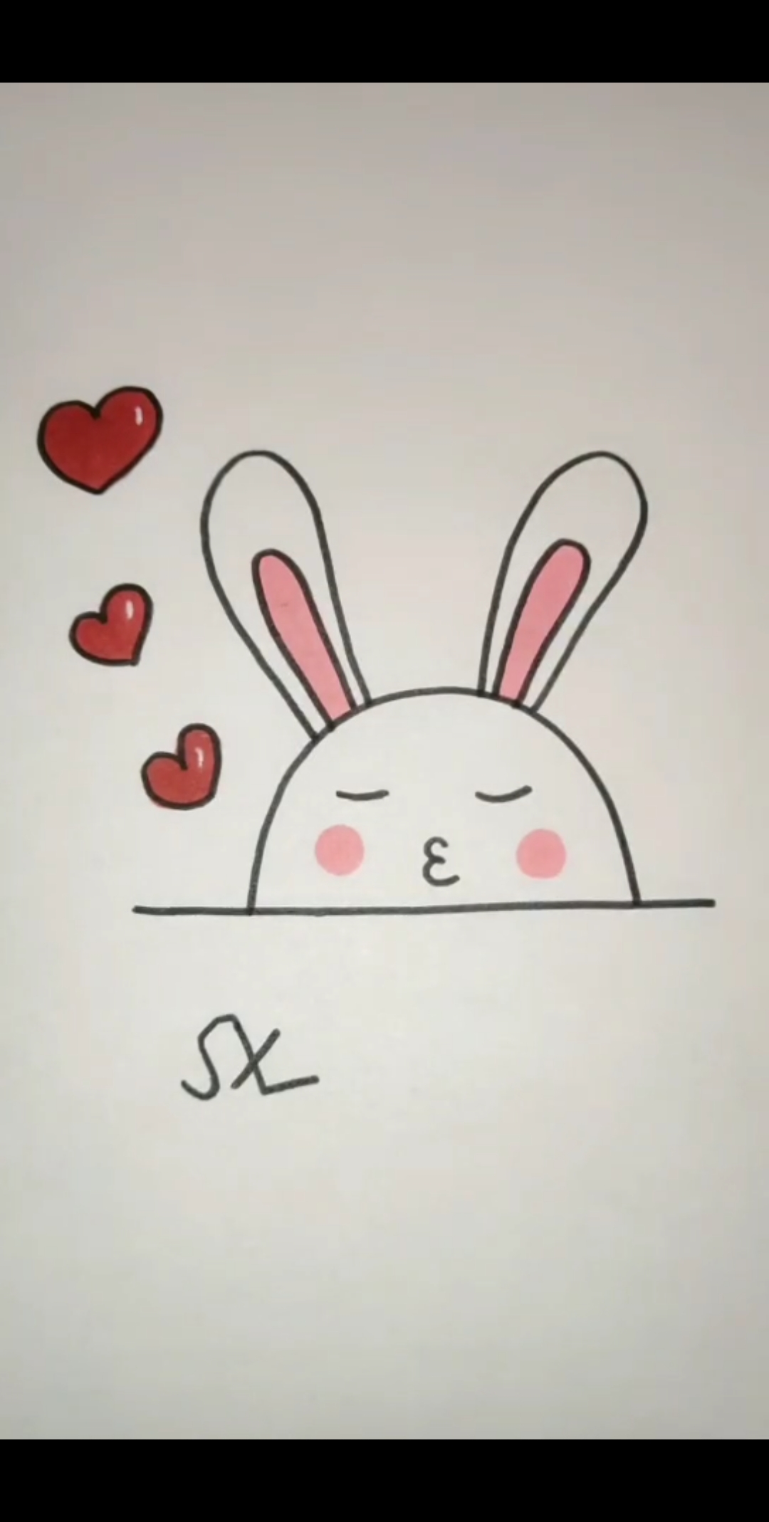 优秀如我##简笔画    爱心兔