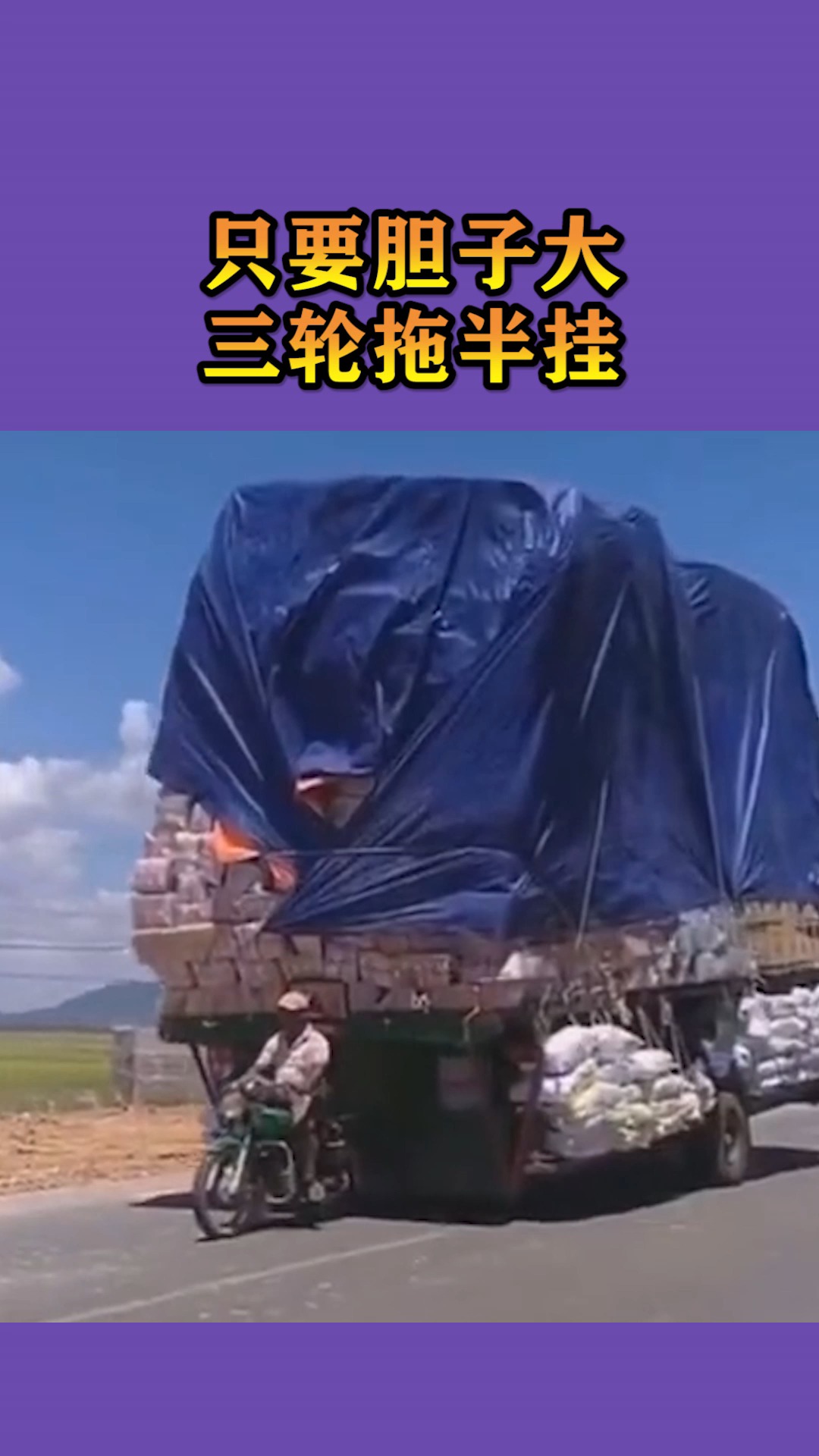 我要上热门#只要胆子大,三轮拖半挂