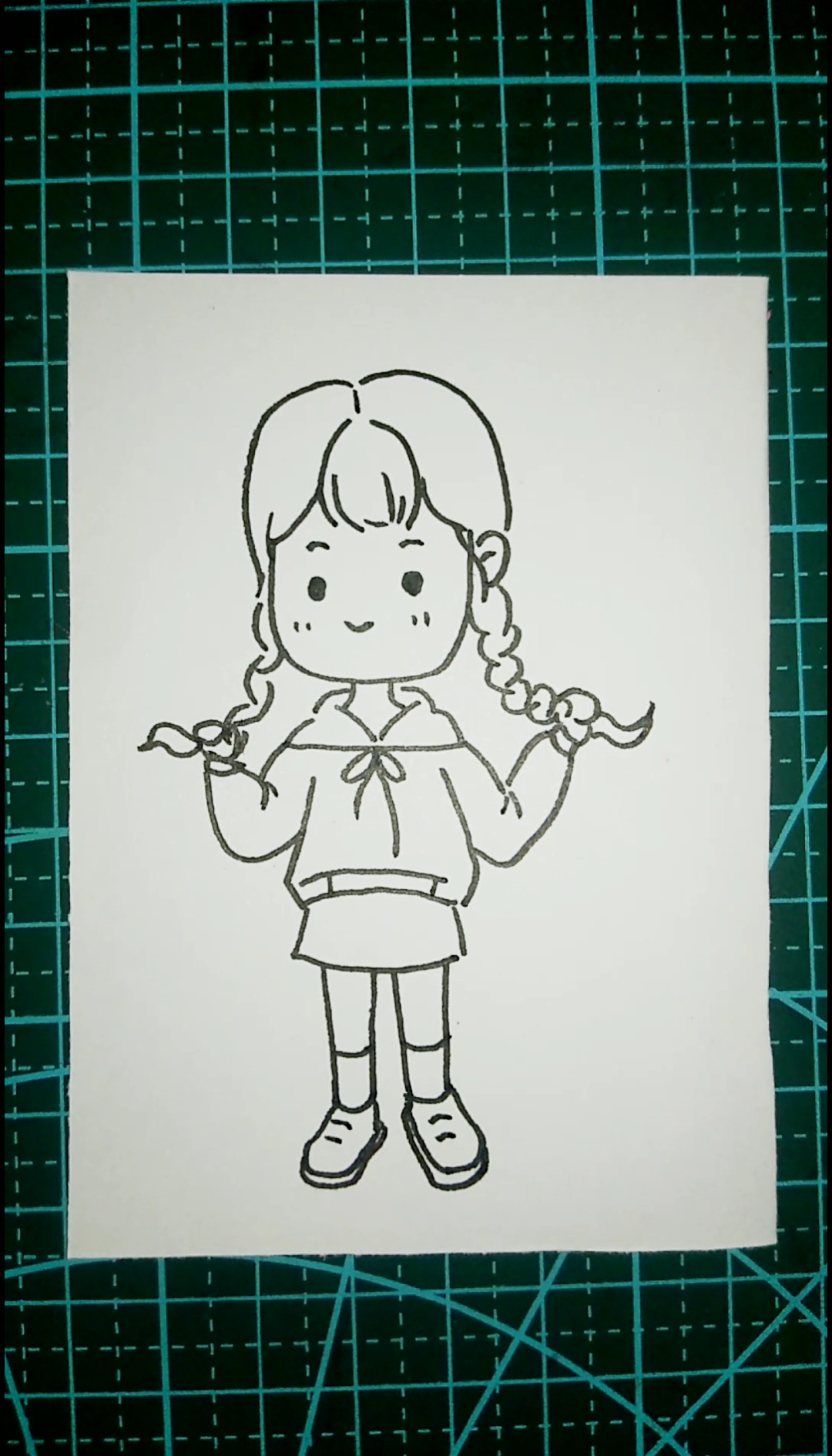 画画#教你画麻花辫小女孩