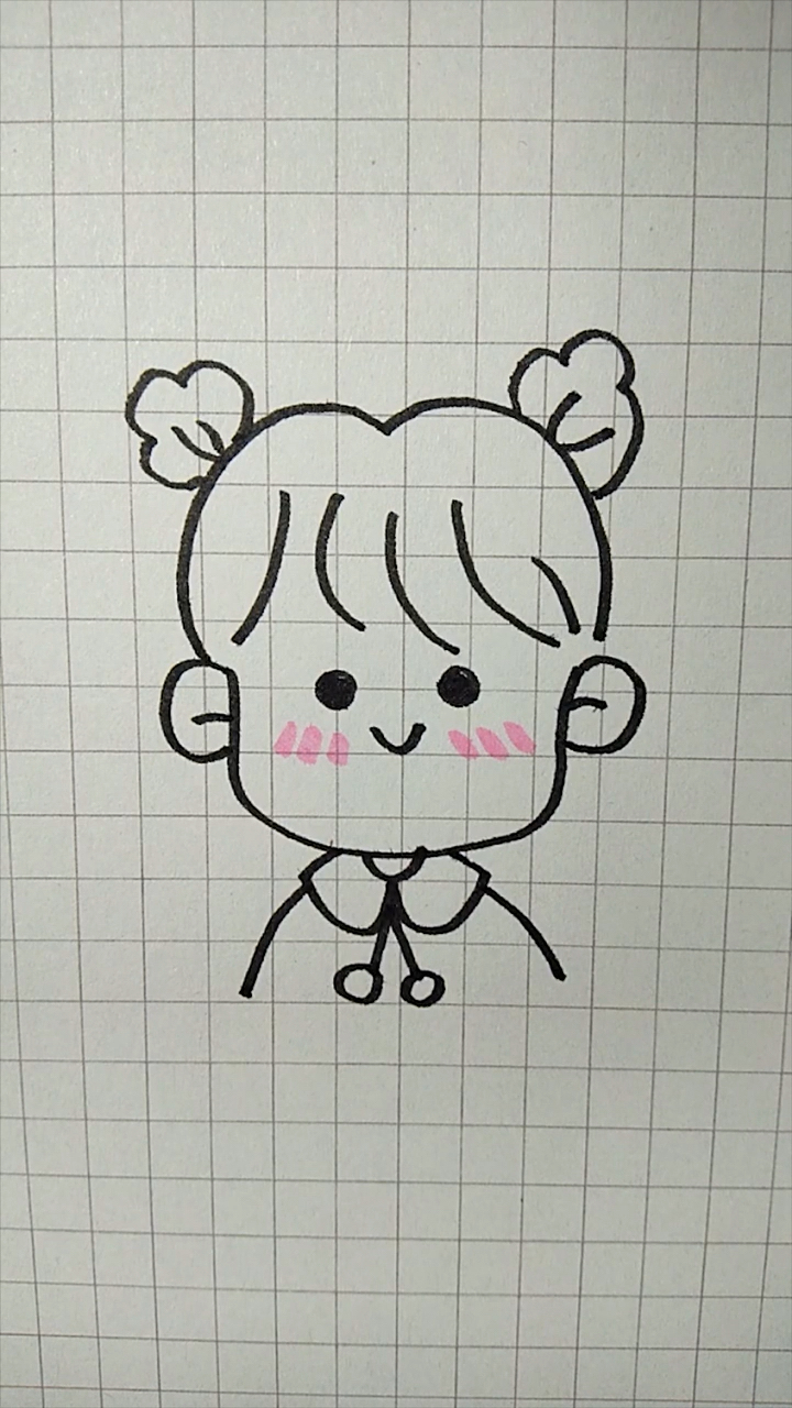 画画原来如此简单#双丸子头的小女孩简笔画你们喜欢吗?