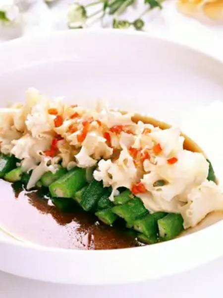 素食菜品秋葵绣球菌做法分享喜欢的朋友可截图保存