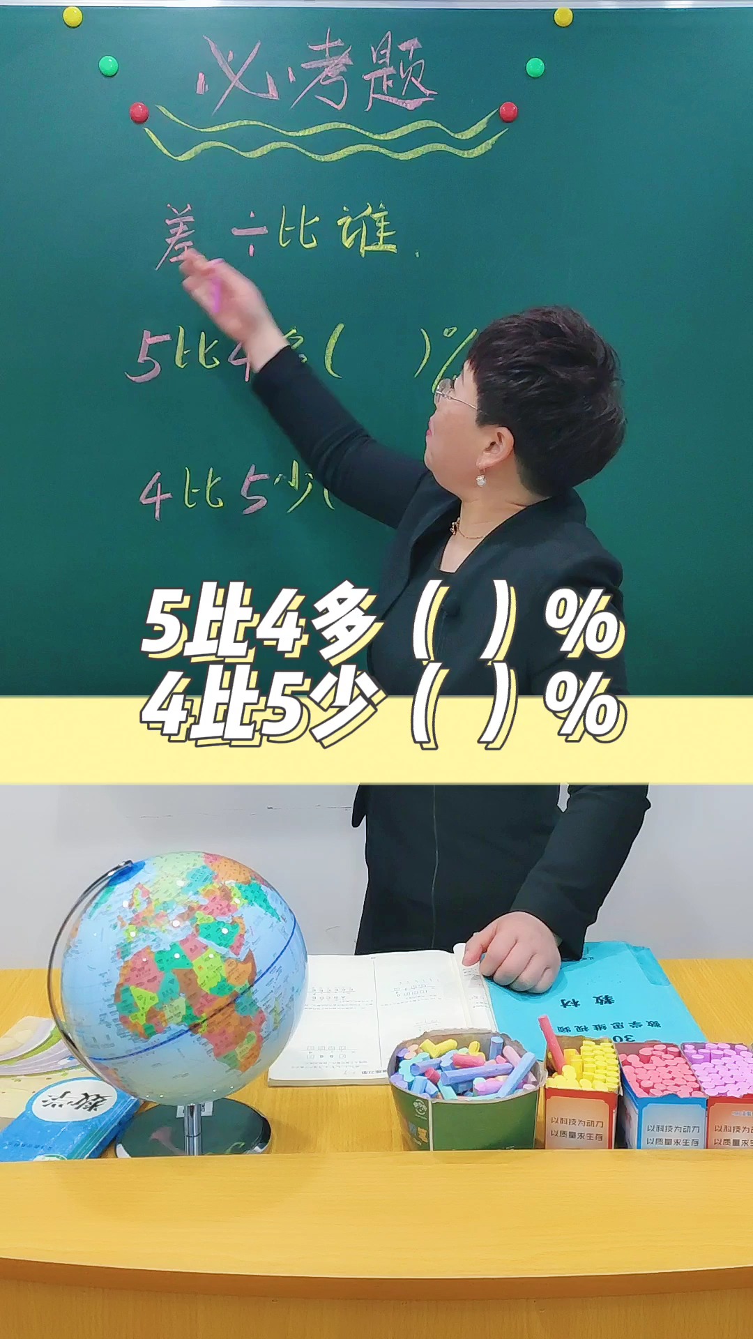 思维数学#一招教会你,比大小!5比4多()%,4比5少()%