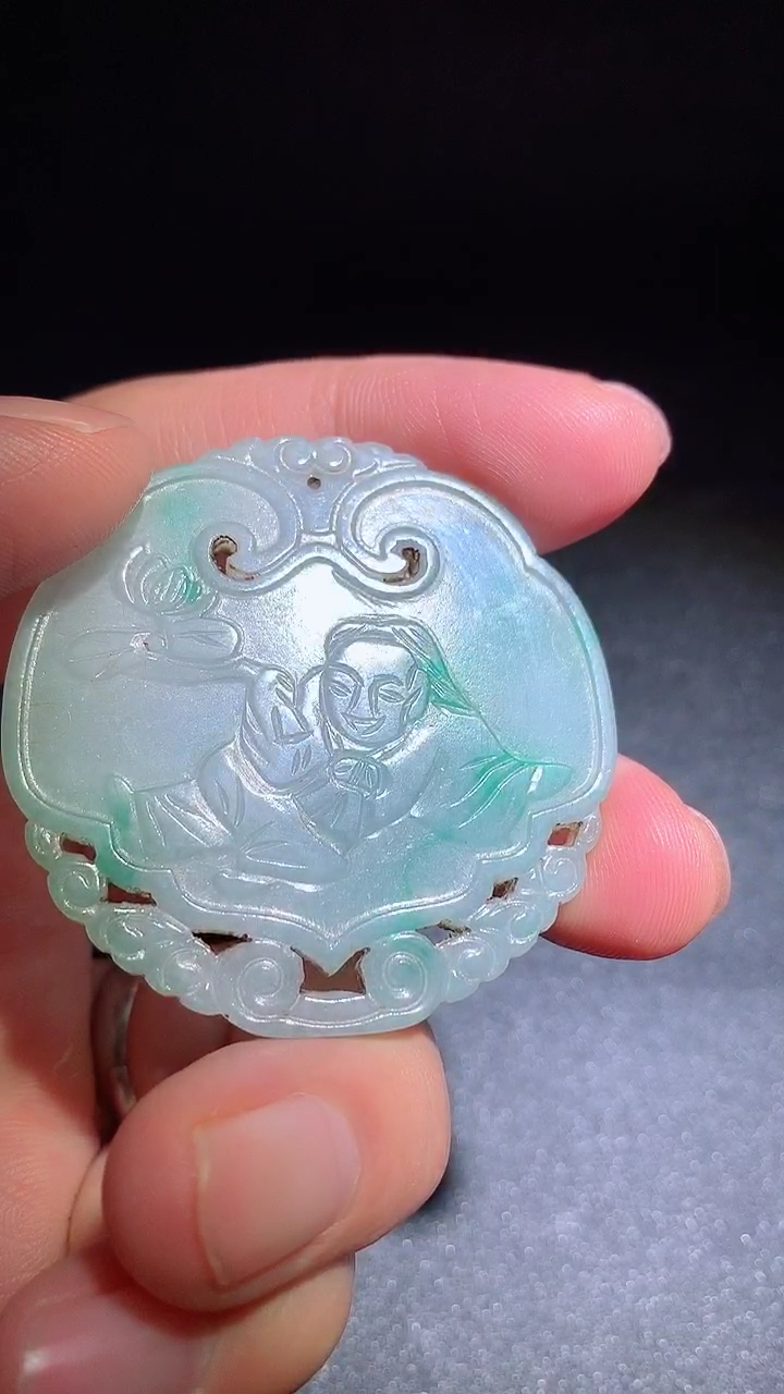 明清老玉#清代翡翠玉佩