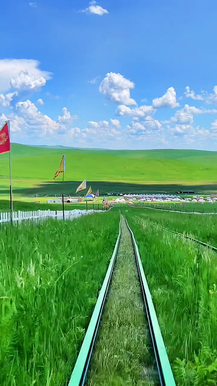 亚洲第一滑道,体验一公里的激情与速度,186滑草,呼伦贝尔大草原