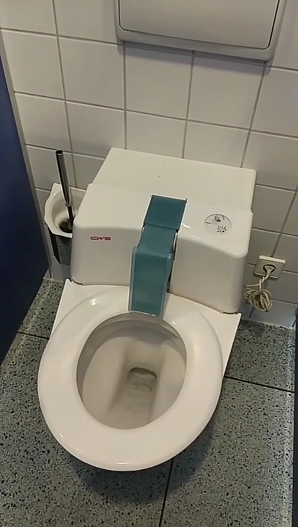 来,了解一下,德国的公共厕所里坐便器!这是在消毒么?